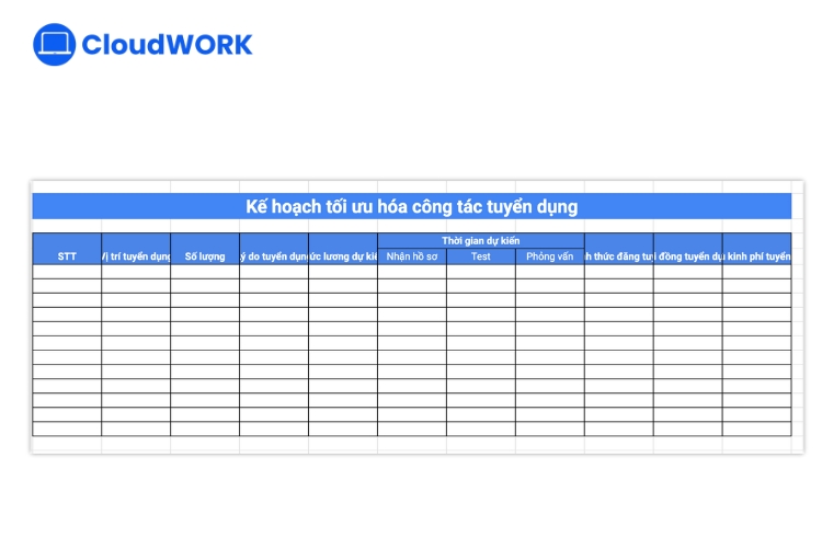 Mẫu kế hoạch tối ưu công tác tuyển dụng