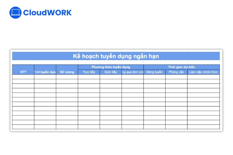 Mẫu kế hoạch tuyển dụng nhân sự ngắn hạn