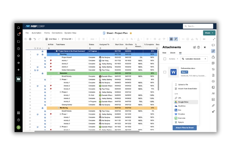 Phần mềm Smartsheet