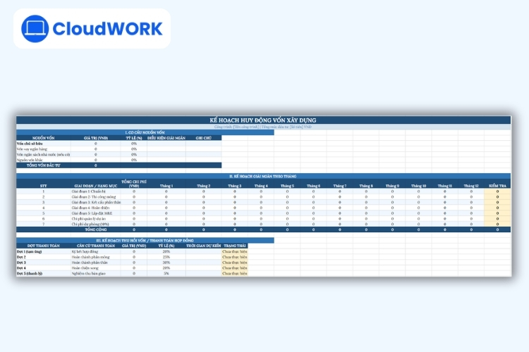 Mẫu kế hoạch huy động vốn xây dựng